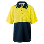 Kids Two Tone Short Sleeve Micromesh Polo With Pocket