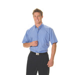 Mens Polyester Cotton Chambray Business Shirt Short Sleeve