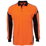 Mens Hi Vis Long Sleeve Arm Panel Polo