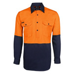 Mens Hi Vis Close Front Long Sleeve 190G Shirt